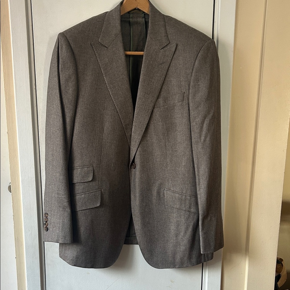 Luxurious Phineas Cole Men's Brown Herringbone Blazer Sport Coat 42L T